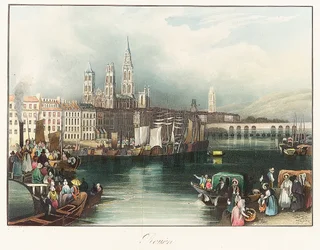 Rouen (France). Lithographie par Joseph Mallord William Turner