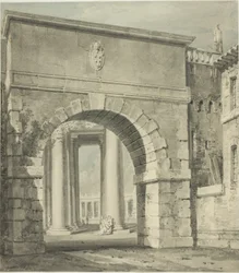 Saint-Pierre vu à travers la Porta Angelica