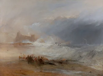 Épaves - Côte du Northumberland, avec un bateau à vapeur aidant un navire au large