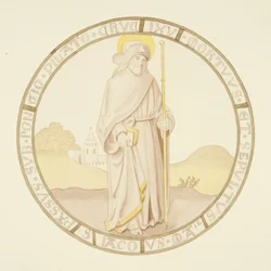 Vitrail dans la fenêtre de la chapelle privée du palais épiscopal : Saint Jacques