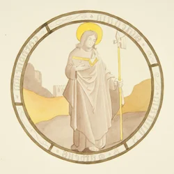 Vitrail dans la fenêtre de la chapelle privée du palais épiscopal : Saint Matthieu