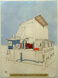 Coupe à travers la maison Ernst-Ludwig