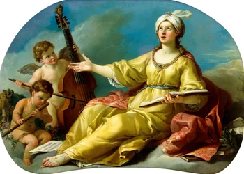 Une personnification de la musique, chantant avec des putti jouant du violon et de la flûte, 1758
