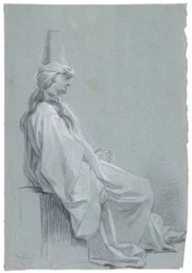 Jeune homme assis en costume oriental