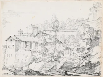 Bâtiments italiens sur une colline
