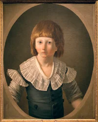 Portrait de Louis XVII (1785-1795), Louis Charles de Normandie devenu dauphin à la mort de son frère aîné en 1789, emprisonné avec sa famille au Temple, y passa trois ans et y mourut. Ce portrait aurait été peint au Temple