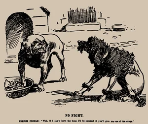 Pas de combat. Caricature sur l