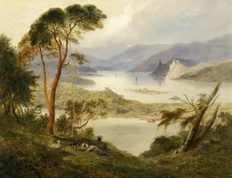 Oberwesel avec le château de Schönburg, sur le Rhin, 1840