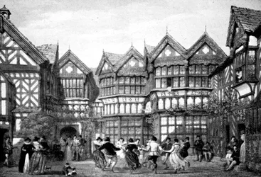 Charpente du XVIe siècle à Little Moreton, 1925