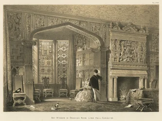 Baie vitrée dans le salon, Lyme Hall, Cheshire