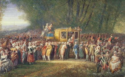 Le roi Louis XVI emmené de Versailles à Paris par les femmes des Halles en octobre 1789