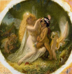 "Titania, princesse des fees, et le jeune indien dont elle a fait son page" Illustration pour "Le songe d