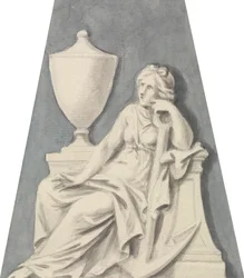 Tombe avec dame assise, se soutenant sur une urne