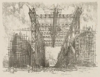 Travail de guerre anglais : La grue (un chantier naval marchand)