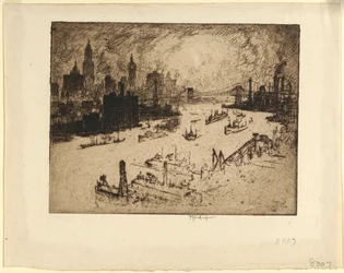 Coucher de soleil depuis le pont de Williamsburg