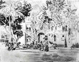 La cathédrale, planche XXVI de The Panama Canal par Joseph Pennell, 1912