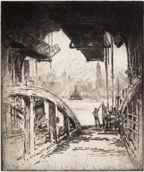 La maison du ferry; Le ferry de Cortland Street depuis le côté de Jersey City, 1919