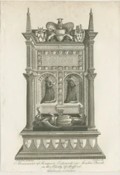 Église de Sandon - Tombe de Sampson Erdeswicke: gravure