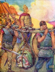 Portant la tête hideuse de Grendel (lithographie couleur)