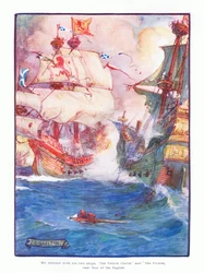 Sir Andrew avec ses deux navires le Yellow Carvel et le Flower, a battu cinq navires anglais