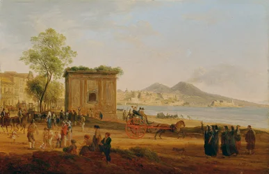 Le golfe de Naples avec des scènes de la vie populaire