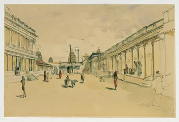 Rue à Madras avec un temple