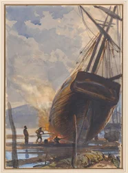 Calfatage du Schooner, port de Falmouth