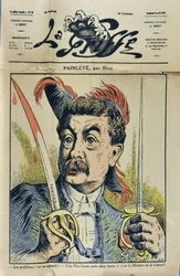 Portrait du mathématicien et homme politique français Paul Painlevé (1863-1933) caricature par Sirat dans « La Griffe » de 1917.