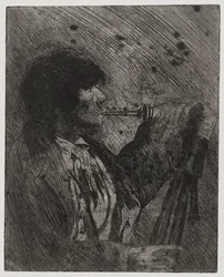 Homme jouant de la cornemuse, imprimé par Sigmund Abeles et Edmond Casarella