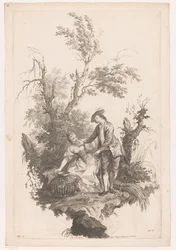 Homme et femme avec un panier de volaille