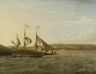 Un navire passant Portishead, vers 1832