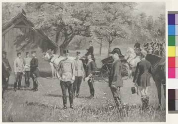 Empereur Franz Joseph I et Empereur Guillaume II sur la place du Rendezvous à Totis