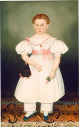 Jeune fille au réticule et à la rose, vers 1840 (huile sur toile)