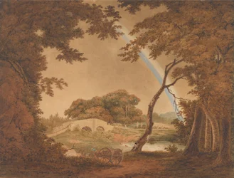 Paysage avec arc-en-ciel, vue près de Chesterfield