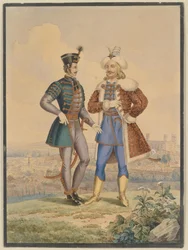 Hussard et Ottoman devant une ville