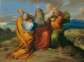 Moïse priant avec Aaron et Hur sur le mont Horeb