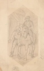 Cavalier et homme à pied