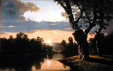 Paysage avec rivière et arbres