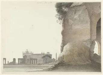 La basilique de San Giovanni in Laterano, avec le temple de Minerva Medica au premier plan