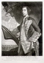 Portrait de Sir George Brydges Rodney (1719-92) Amiral du Blanc, gravé par William Dickinson (1746-1823) publié par Carington Bowles (fl.1744-93)