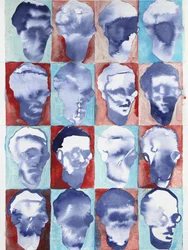 Grille de visages abstraits