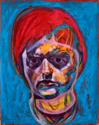 Portrait abstrait aux couleurs vives