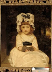 Portrait de Penelope Boothby. Une petite fille assise très sagement. Peinture de Joshua Reynolds (1723-1792), vers 1788. Collection privée