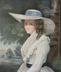 La très honorable comtesse Spencer (d.1831) gravée par Francesco Bartolozzi, publiée par E.M. Diemar, 1787 (gravure au pointillé)