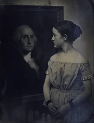 Fille avec portrait de George Washington, vers 1850