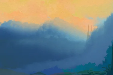 Flèches dorées dans la brume