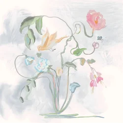 Fleurs et oiseaux aux couleurs pastel