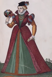 Noble femme de Ferrare, gravure de "Habitus praecipuorum popularum"