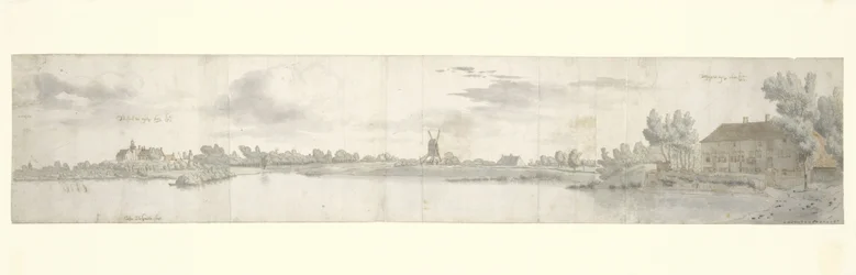 Vue panoramique du château Ooij et de la maison de péage, Brabant-Septentrional