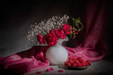 Roses rouges et framboises